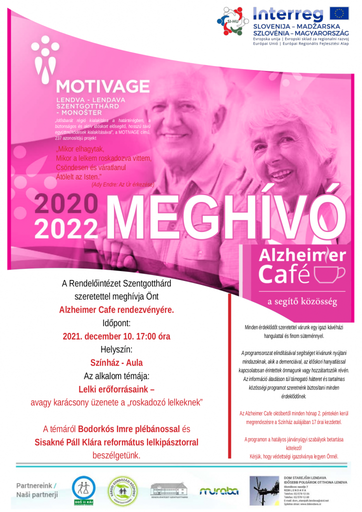 Alzheimer Cafe rendezvény 2021.12.10 17 óra